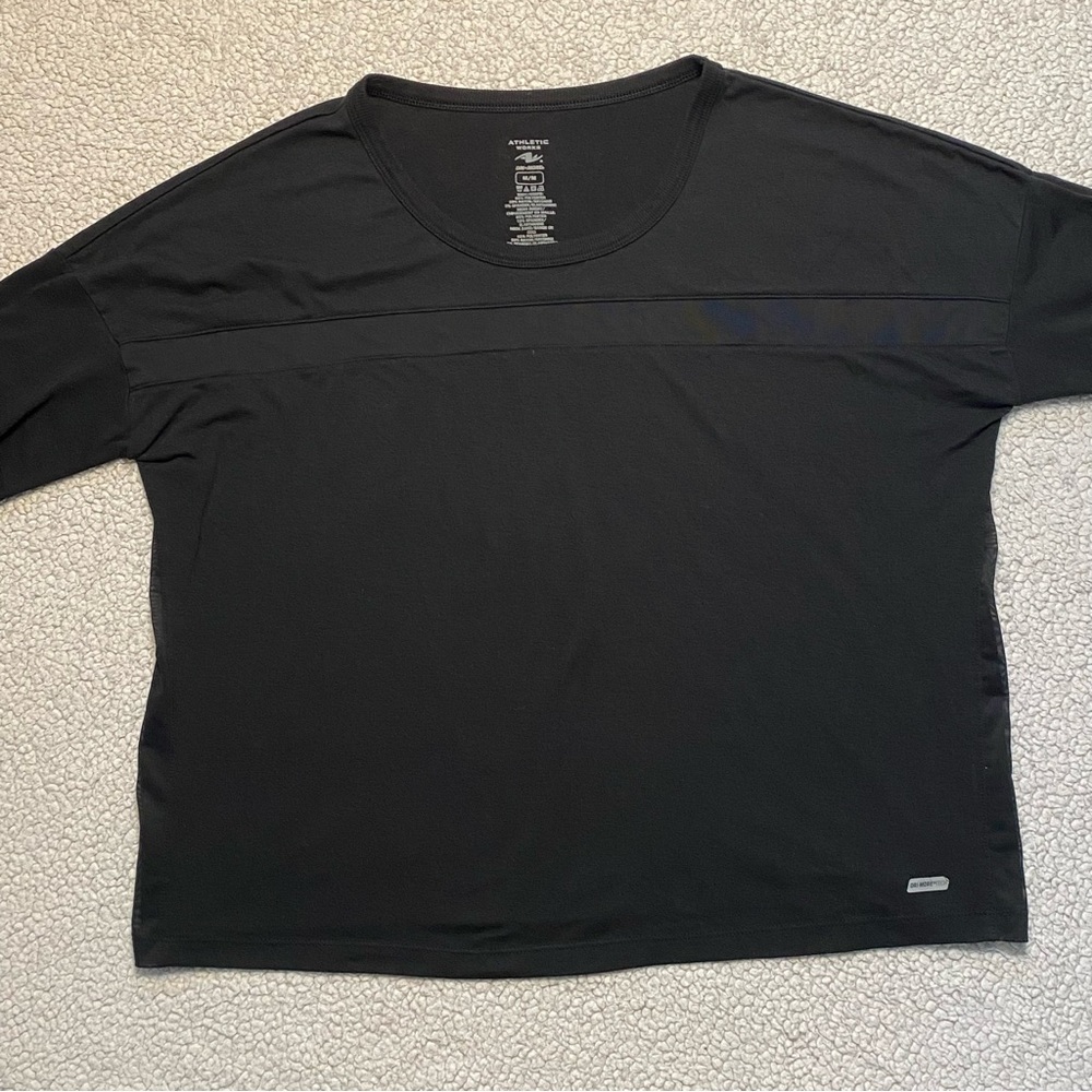 Athletic Works Black Long Sleeve Women's Tee- Workout, Running, Pilates- M